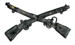 Little Bighorn Battle Relic -- U.S. Army Insignia of Crossed Rifles, Worn by a Soldier at the Battle of Little Bighorn -- From the Stella Foote Collection
